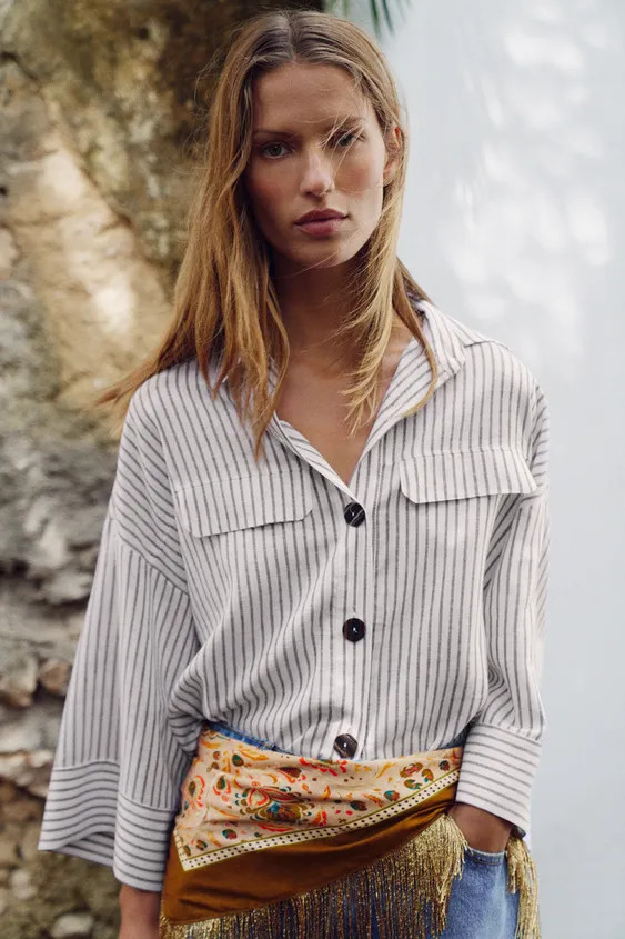 PRINTED SILK BLEND FRINGED SCARF | Zara US
