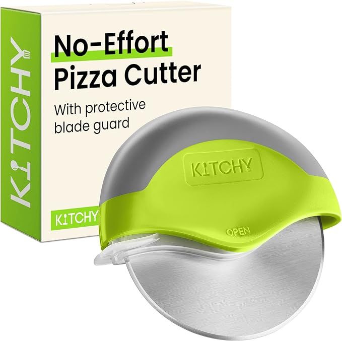 Kitchy Pizza Cutter Wheel with Protective Blade Cover, Ergonomic Pizza Slicer (Green) | Amazon (US)