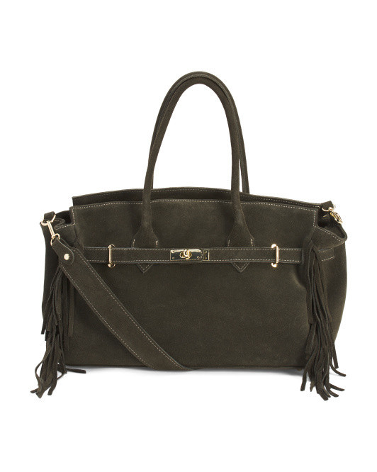 Made In Italy Suede Large Franges East West Tote | Handbags | Marshalls | Marshalls