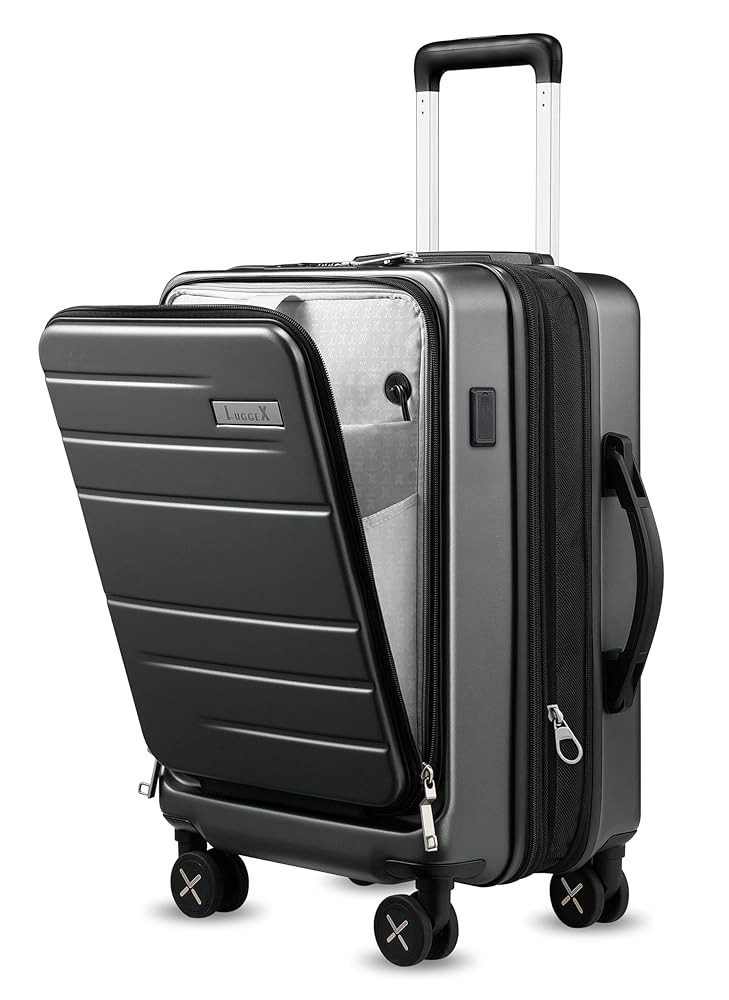 LUGGEX Carry On Luggage 22x14x9 Airline Approved, Expandable Polycarbonate Suitcase with Front Po... | Amazon (US)