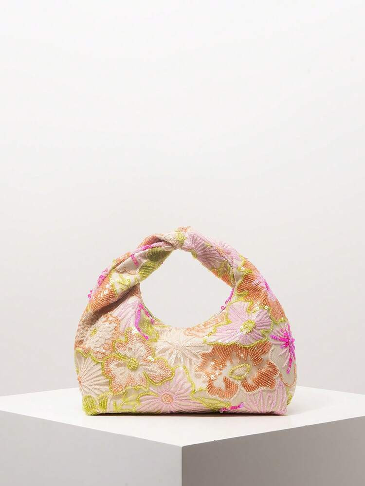 Shiny Colorful Sequin Pleated Handbag, Floral Bag, Sequin Bag, Prom Bag, Bridal Party, Prom Acces... | SHEIN