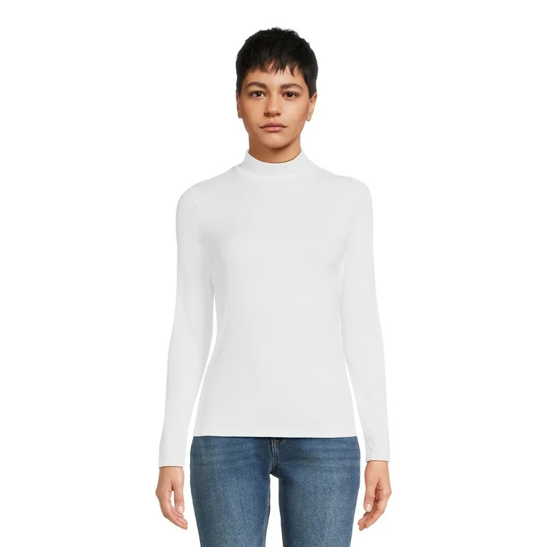 No Boundaries Women's Juniors Long Sleeve Mock Neck Top, Sizes XS-3XL | Walmart (US)
