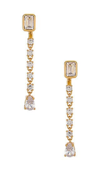 The Sylvie Stone Drop Earring in Gold | Revolve Clothing (Global)