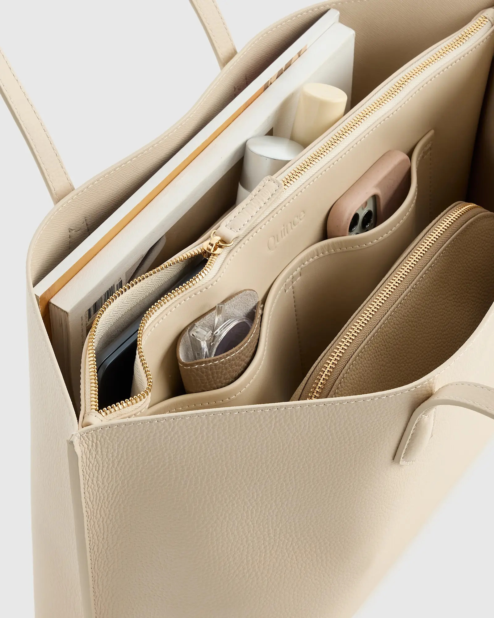 Italian Leather Triple Compartment Shopper Tote | Quince