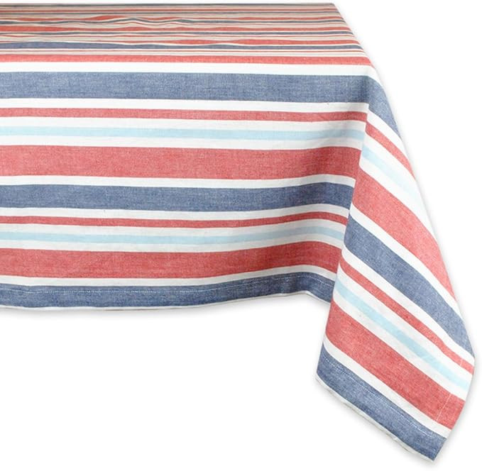 DII Patriotic Stripes 4th of July Tabletop Collection, Tablecloth, 60x120, Red, White, and Blue B... | Amazon (US)