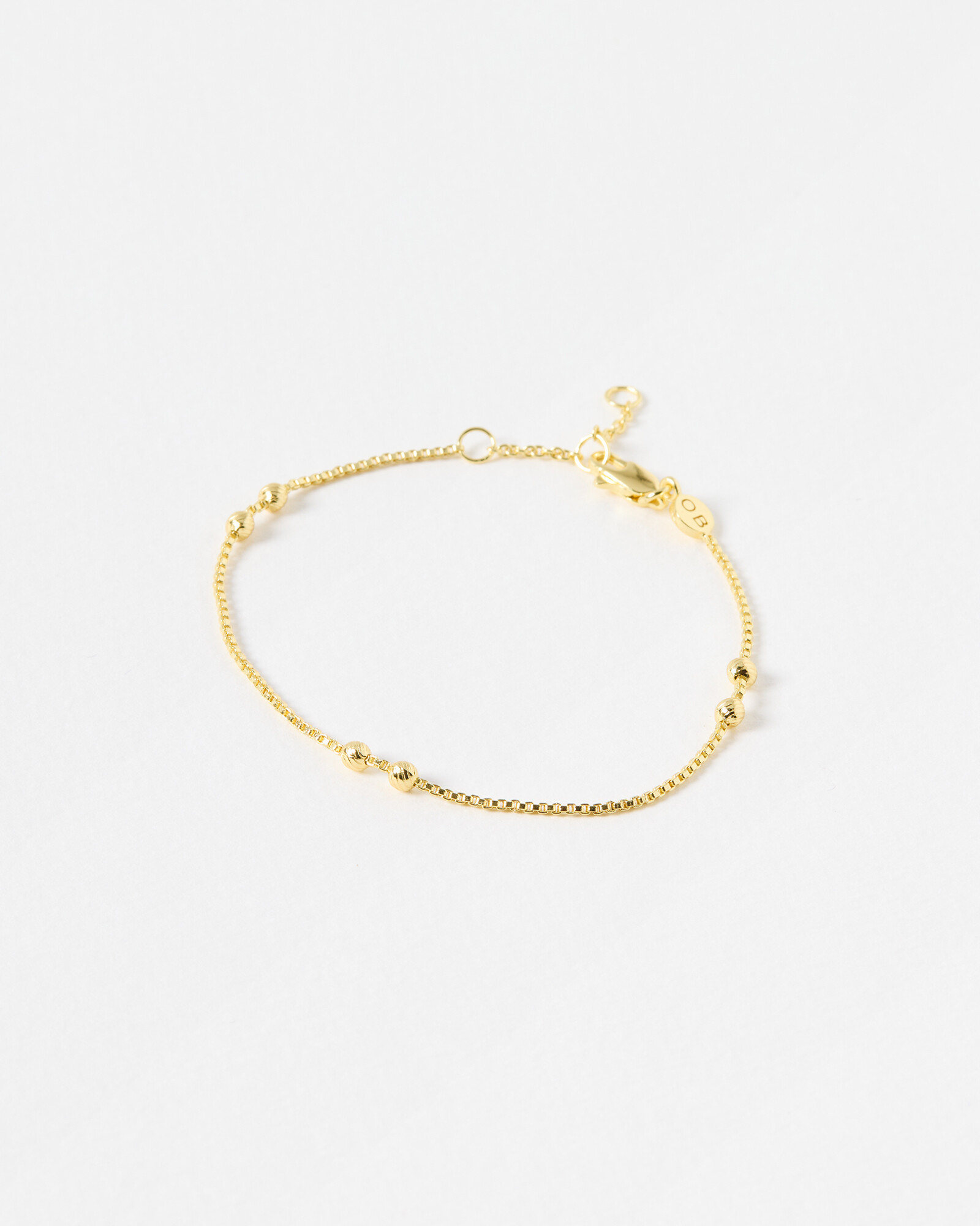 Brielle Box & Bead Detail Chain Gold Plated Bracelet | Oliver Bonas (Global)