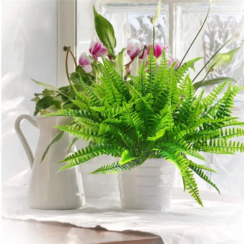 Artificial Plastic Plants Plastic Green Artificial Plants Asparagus Fern Grass Bushes Flower Home... | Walmart (US)