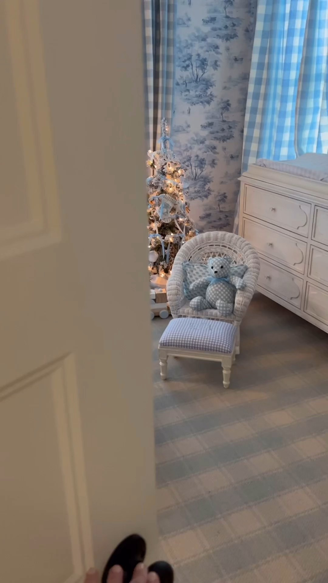 Step inside William’s holiday nursery, a cozy baby boy Christmas room filled with blue gingham details, a sparkling Christmas tree, velvet ribbons, and festive garlands. Discover charming Christmas nursery ideas that blend timeless design with heartwarming holiday cheer.

#LTKKids #LTKBaby #LTKSeasonal