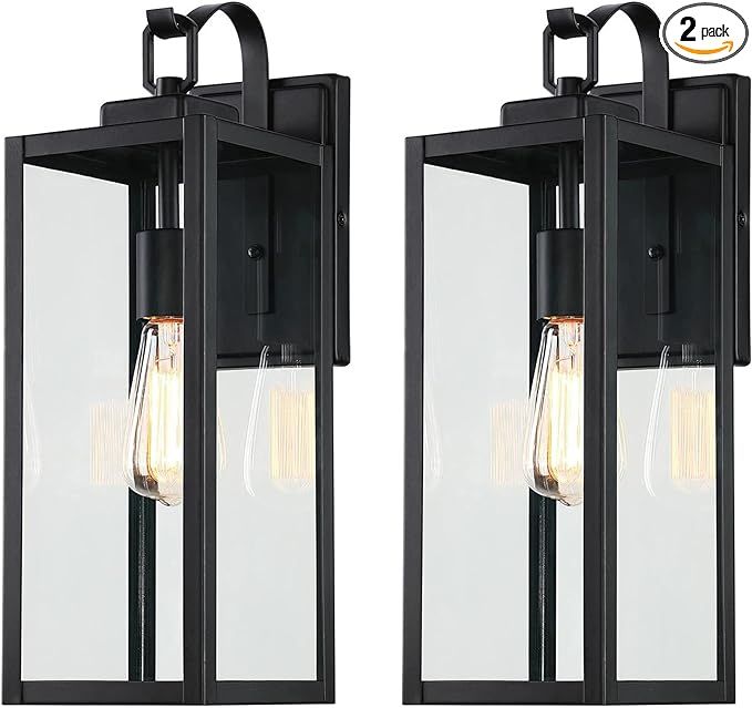 Pia Ricco Large Size Outdoor Wall Lights, 2 Pack 18 Inch Matte Black Exterior Light Fixture with ... | Amazon (US)
