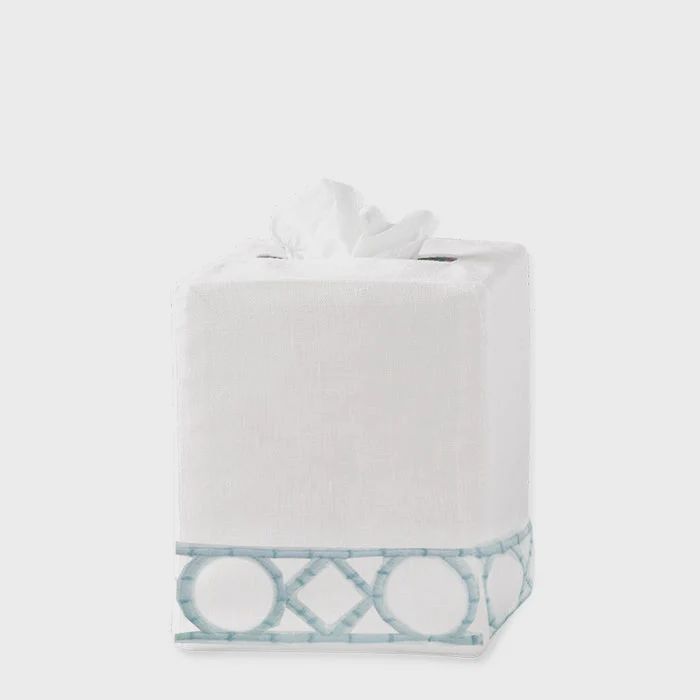 Bamboo Trim Tissue Box Cover, Blue | Biscuit Home