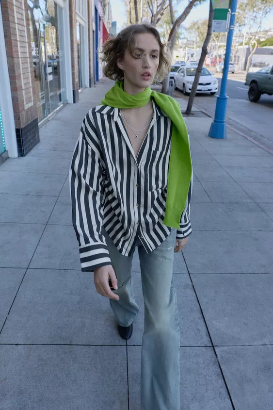 STRIPED SHIRT WITH SIDE LACES | Zara US