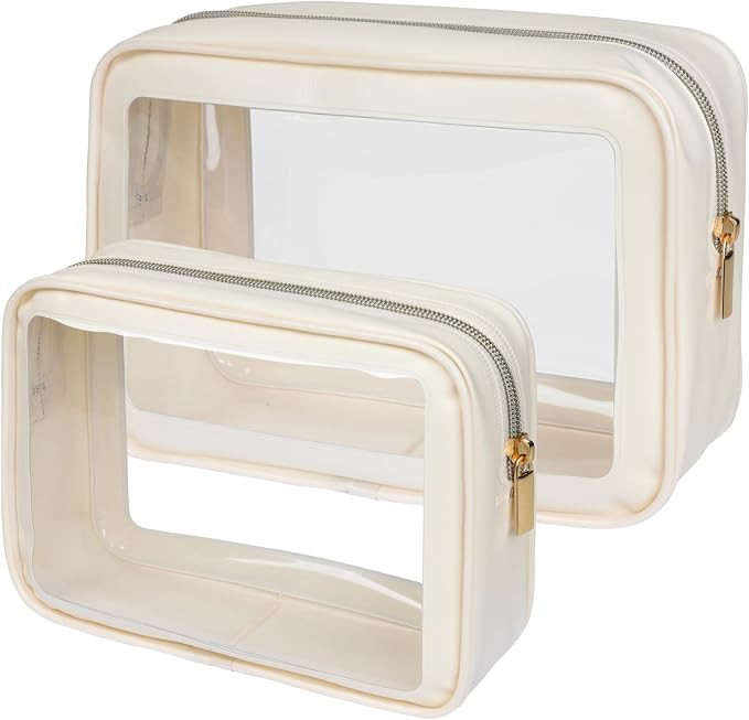 Clear Makeup Bag - TSA Approved Toiletry Bag for Carry-on & Checked Luggage, Water Resistant Car ... | Amazon (US)