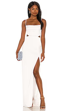 Shalia Gown in White & Black | Revolve Clothing (Global)
