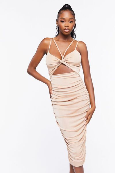 Ruched Cutout Midi Dress | Forever 21