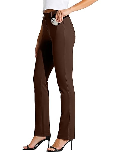 Yogipace,Belt Loops,Women's Petite/Regular/Tall Straight Leg Yoga Dress Pants | Amazon (US)