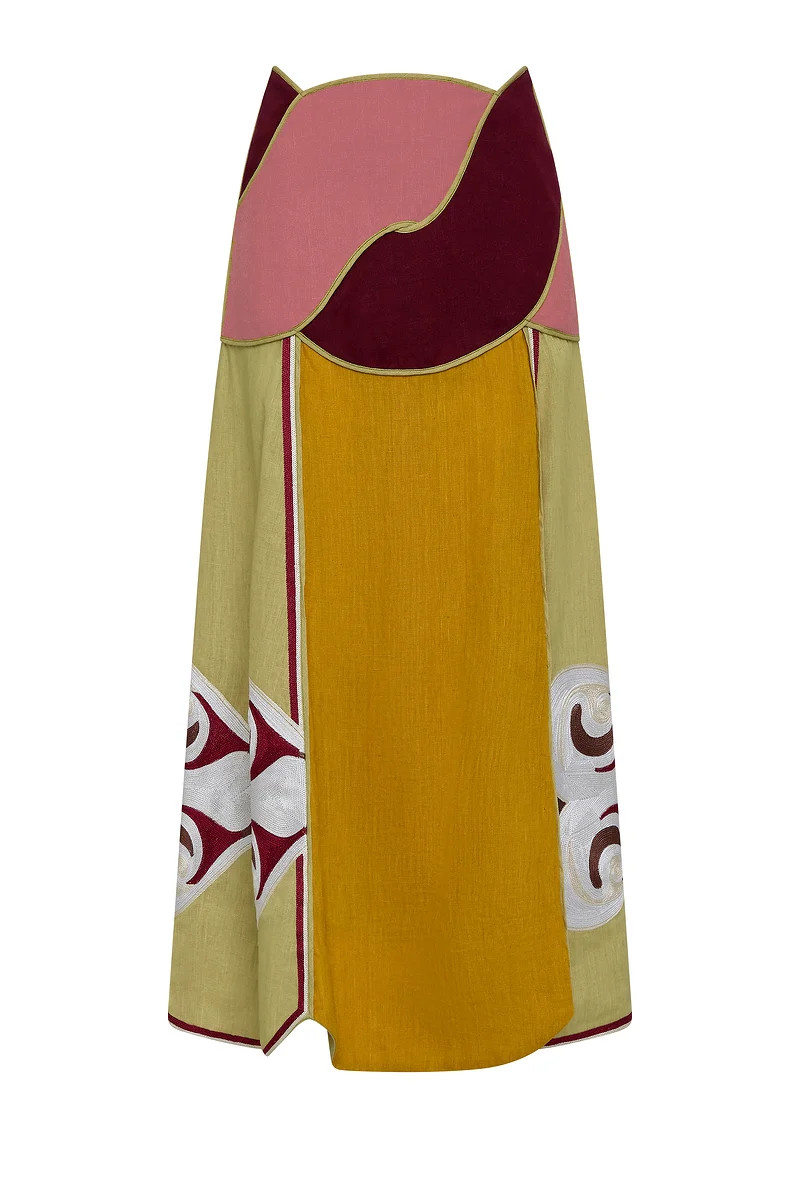 TWIN RIVERS CURVED YOKE MIDI SKIRT | Shop.app