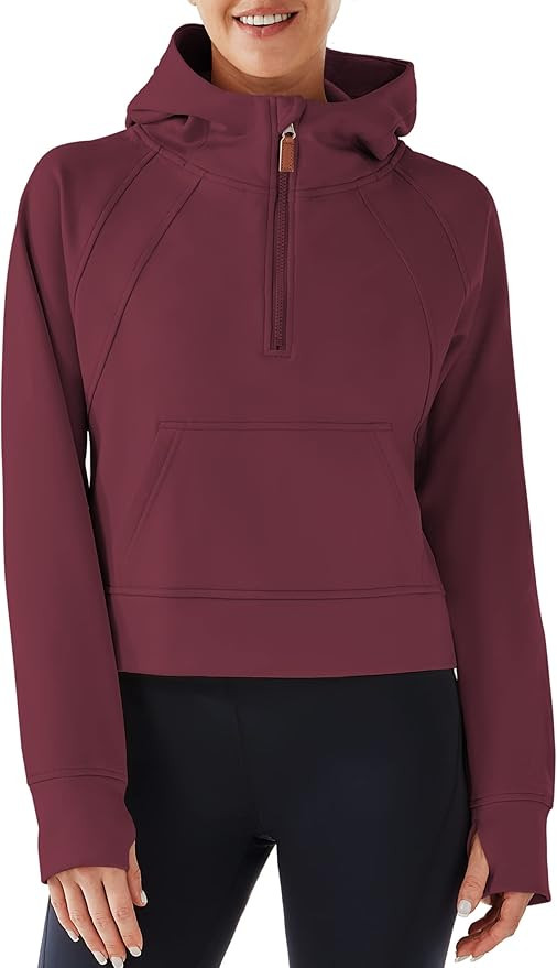 Women's Hoodies Fleece Lined Collar Pullover Half Zipper Sweatshirts Long Sleeve Crop Sweater Top... | Amazon (US)