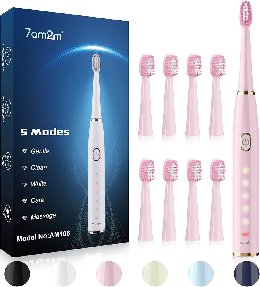 7AM2M Sonic Electric Toothbrush for Adults and Kids- High Power Rechargeable Toothbrushes with 8 ... | Amazon (US)