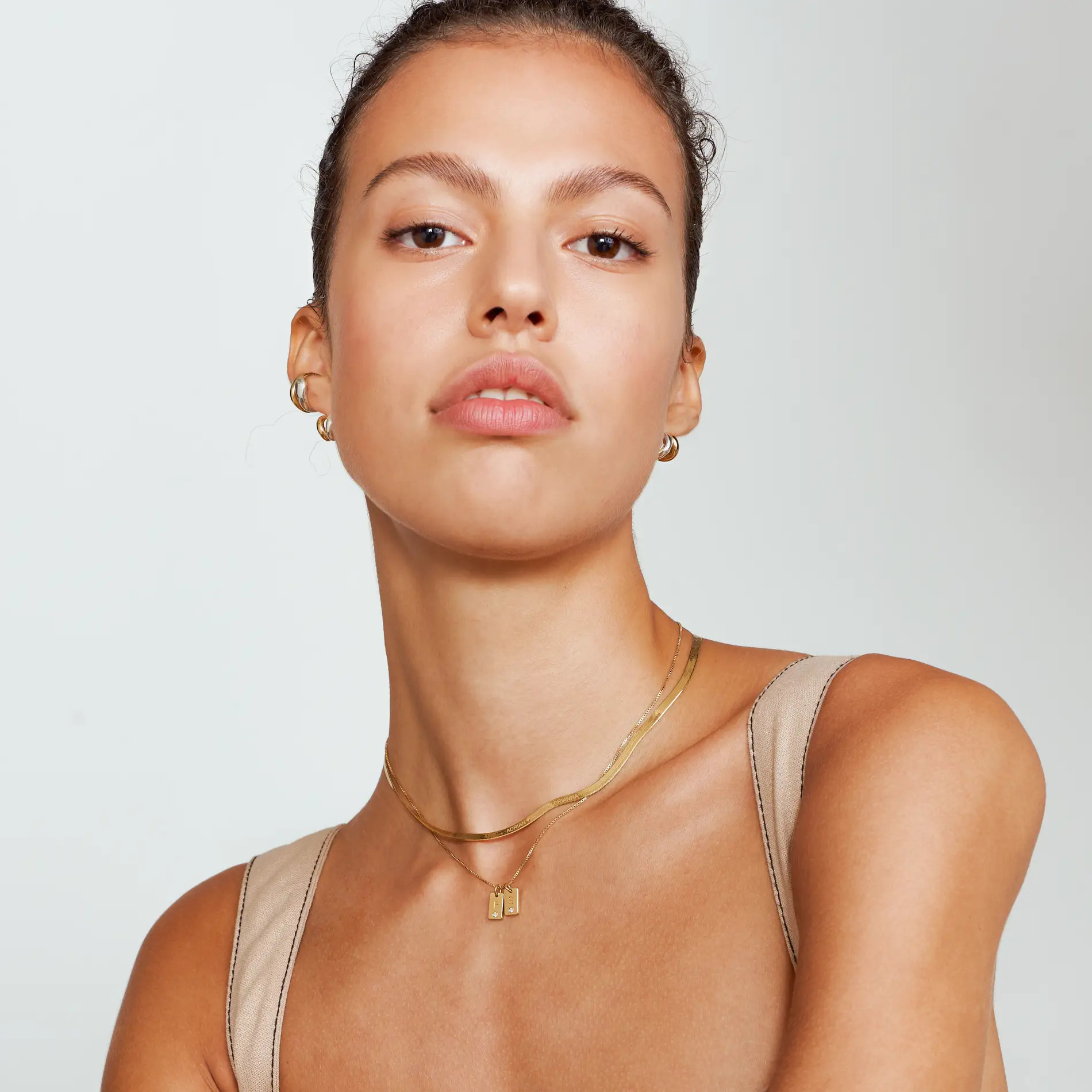 Willow Tag Initial Necklace with Diamond - Gold Vermeil | Oak & Luna (US)