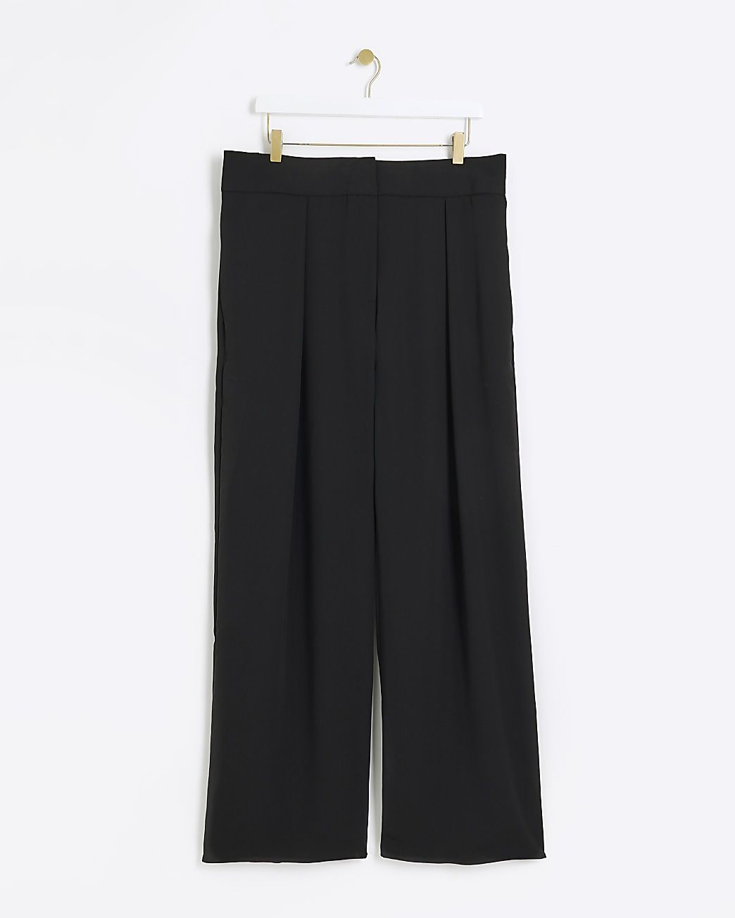 Black pleated wide leg trousers | River Island (UK & IE)