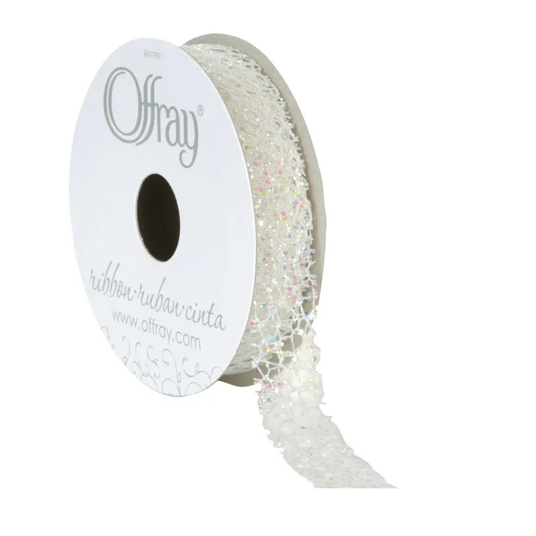 Offray Ribbon, White 5/8 inch Woven Ribbon 9 Feet | Walmart (US)