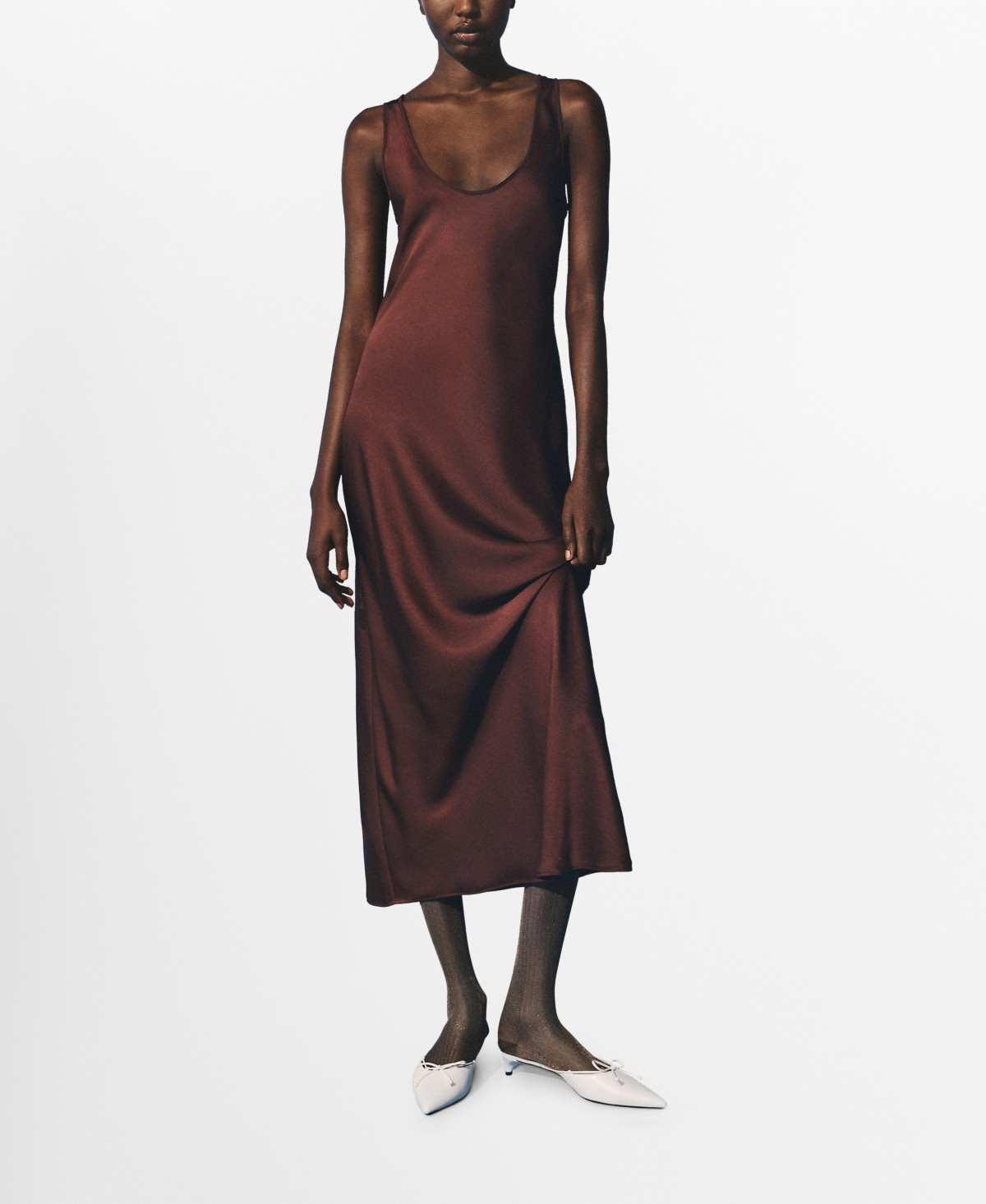 Mango Women's Long Satin Dress - Brown | Macy's