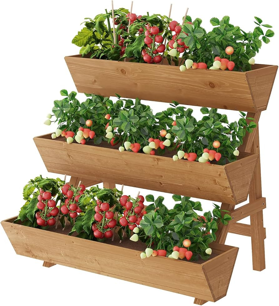 3-Tier Wooden Vertical Raised Garden Bed with Legs, Tiered Planter Box, Vertical Garden Planter,W... | Amazon (US)