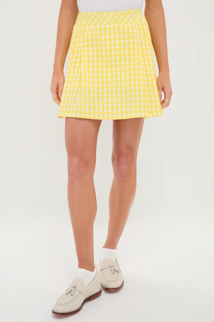 Yellow Gingham 16 Inch Performance Jersey Park Golf Skirt | Tuckernuck (US)