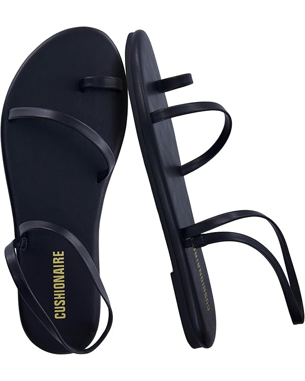 CUSHIONAIRE CHAI Flat Strappy Sandals for Women, Comfortable Dressy Summer Slip-On Sandal with Me... | Amazon (US)