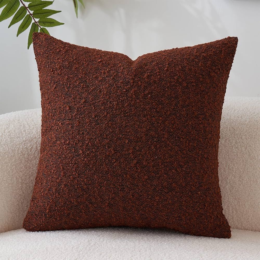 MIULEE Fall Decorative Throw Pillow Cover 18 x 18 Inch Rust Pillowcase Textured Boucle Square Sof... | Amazon (US)