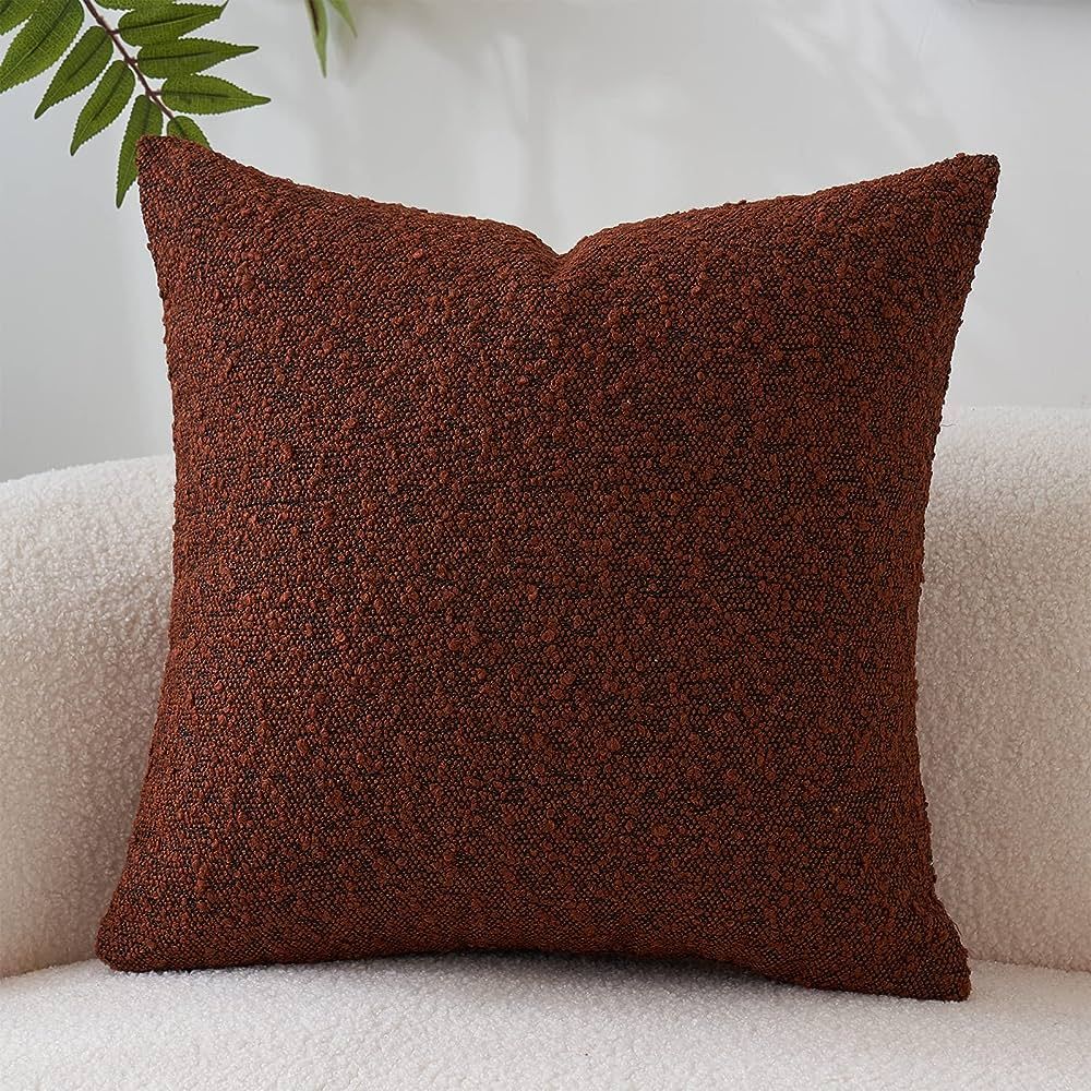 MIULEE Fall Decorative Throw Pillow Cover 18 x 18 Inch Rust Pillowcase Textured Boucle Square Sof... | Amazon (US)