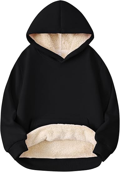 Boys Girls Hoodie Sherpa Lined Fleece Pullover Sweatshirt Winter Warm Cozy Hoodie | Amazon (US)