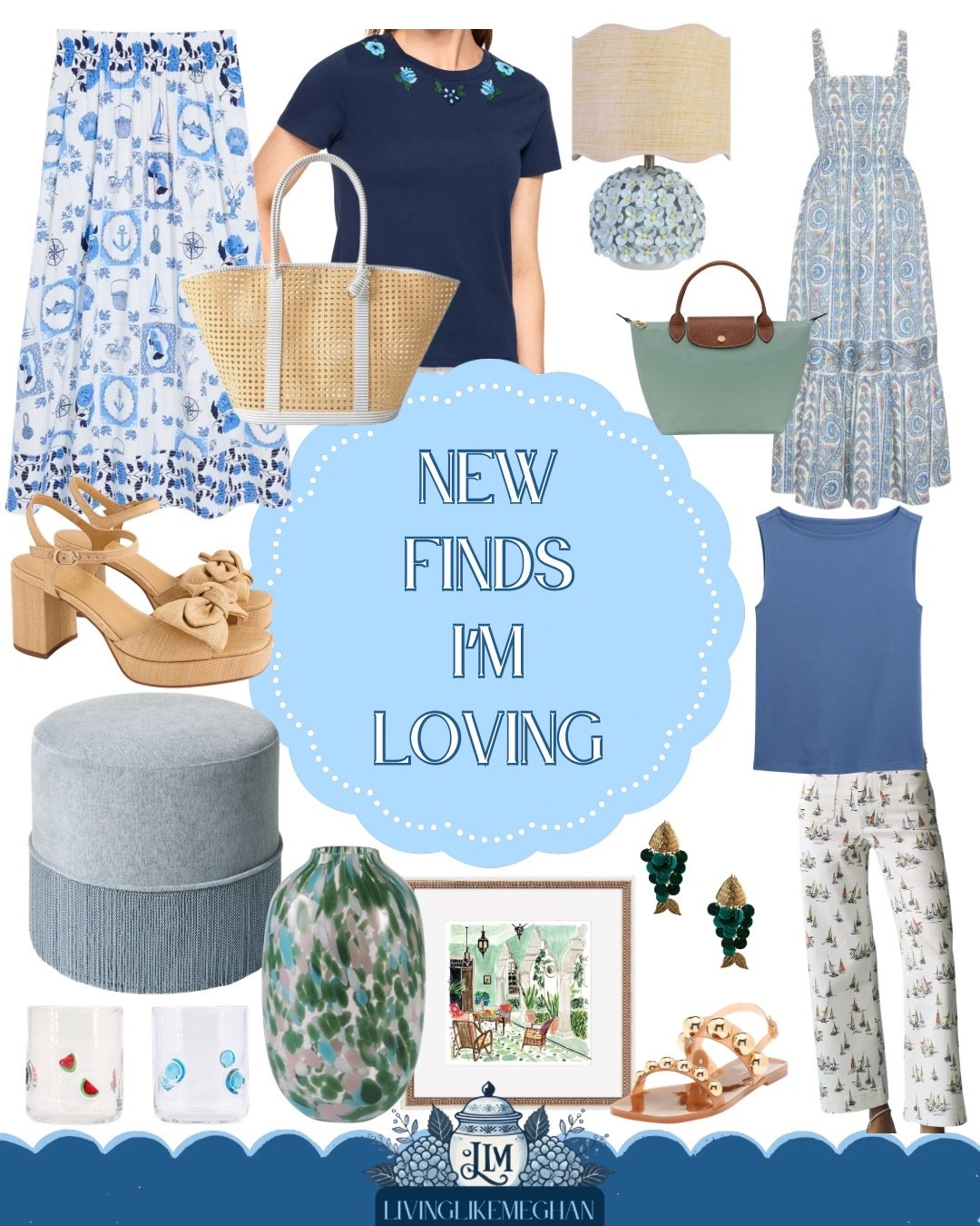Bringing you the ultimate curation of grandmillennial style and coastal grandmother fashion favorites! 💙 All the effortless summer outfits to classic home accents, these pieces are perfect for anyone loving a new traditionalist aesthetic.

Fav Finds:
 Gorgeous printed maxi dresses & coastal block print skirts 👗
 Elevated everyday staples like the embroidered tee & chic sailprint pants ⛵
 Must-have accessories: a woven straw tote bag, bow sandals, and statement earrings 👡
 Beautiful home decor: a hydrangea ceramic table lamp, fringed blue ottoman, and artisan glassware 🌸

#LTKSaleAlert #LTKootd #LTKHome