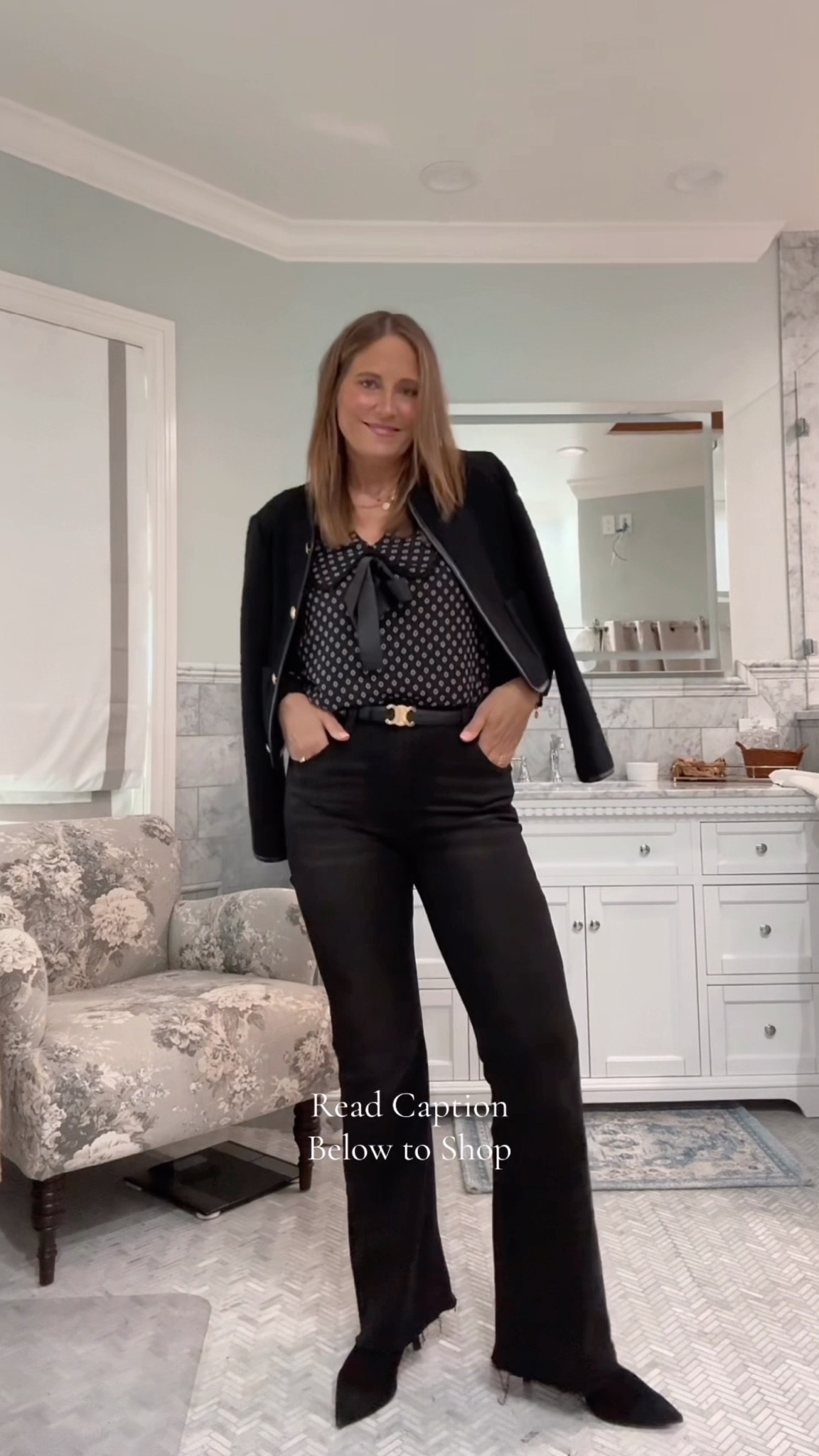 GNO in my favorite flare jeans, a frilly top and a lady jacket.  All I need  

#LTKStyleTip #LTKOver40