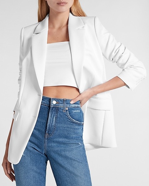 Supersoft Double Knit Two Button Boyfriend Blazer | Express