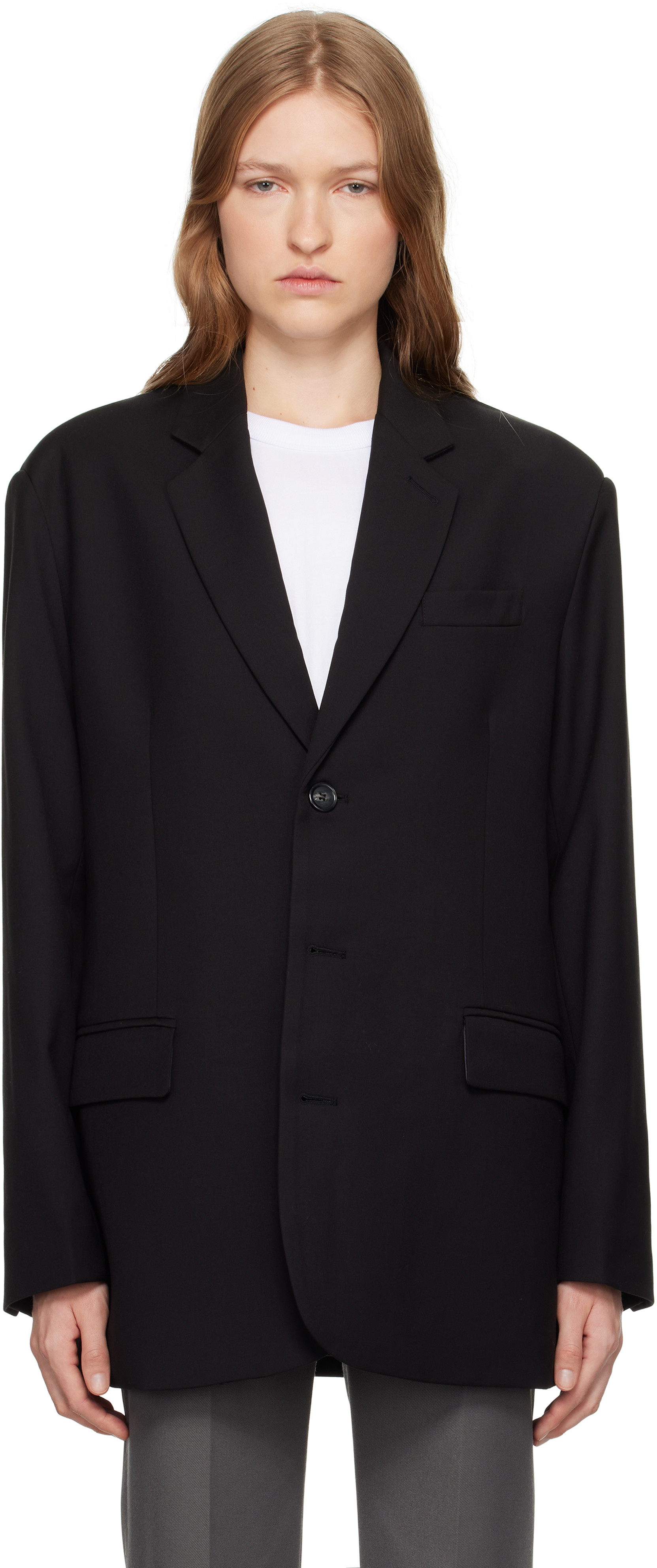 The Frankie Shop Black Gelso Oversized Blazer | SSENSE
