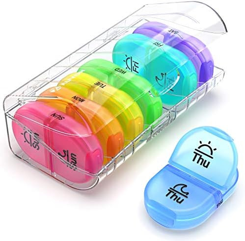 AUVON Pill Box 2 Times a Day, Weekly Pill Organizer AM PM with 7 Daily Pocket Case to Hold Vitami... | Amazon (US)