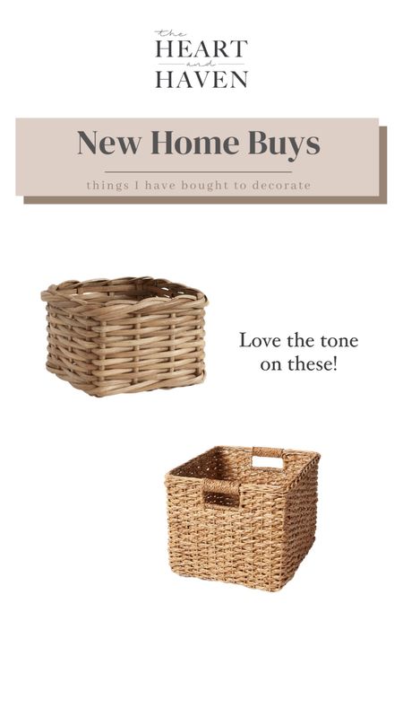 Wanted to find storage baskets that had a pretty weave and the right tone.  Loved both of these and they come in a variety of sizes.