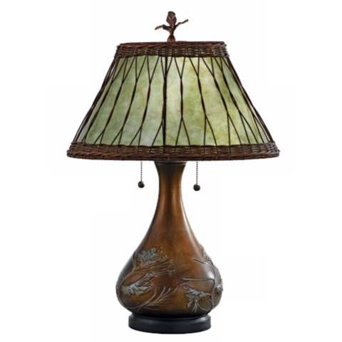 Americana Green Mica Carved Table Lamp | Lamps Plus