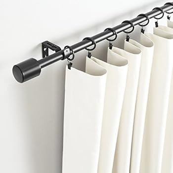 Amazon Basics 1-Inch Wall Curtain Rod with Cap Finials - 72 to 144 Inch, Black | Amazon (US)