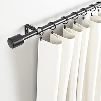 Amazon Basics 1-Inch Wall Curtain Rod with Cap Finials - 72 to 144 Inch, Black | Amazon (US)