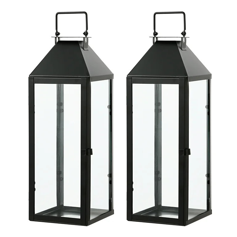 SAFAVIEH Ruane Black Iron Outdoor Hanging Lantern (Set of 2) | Walmart (US)