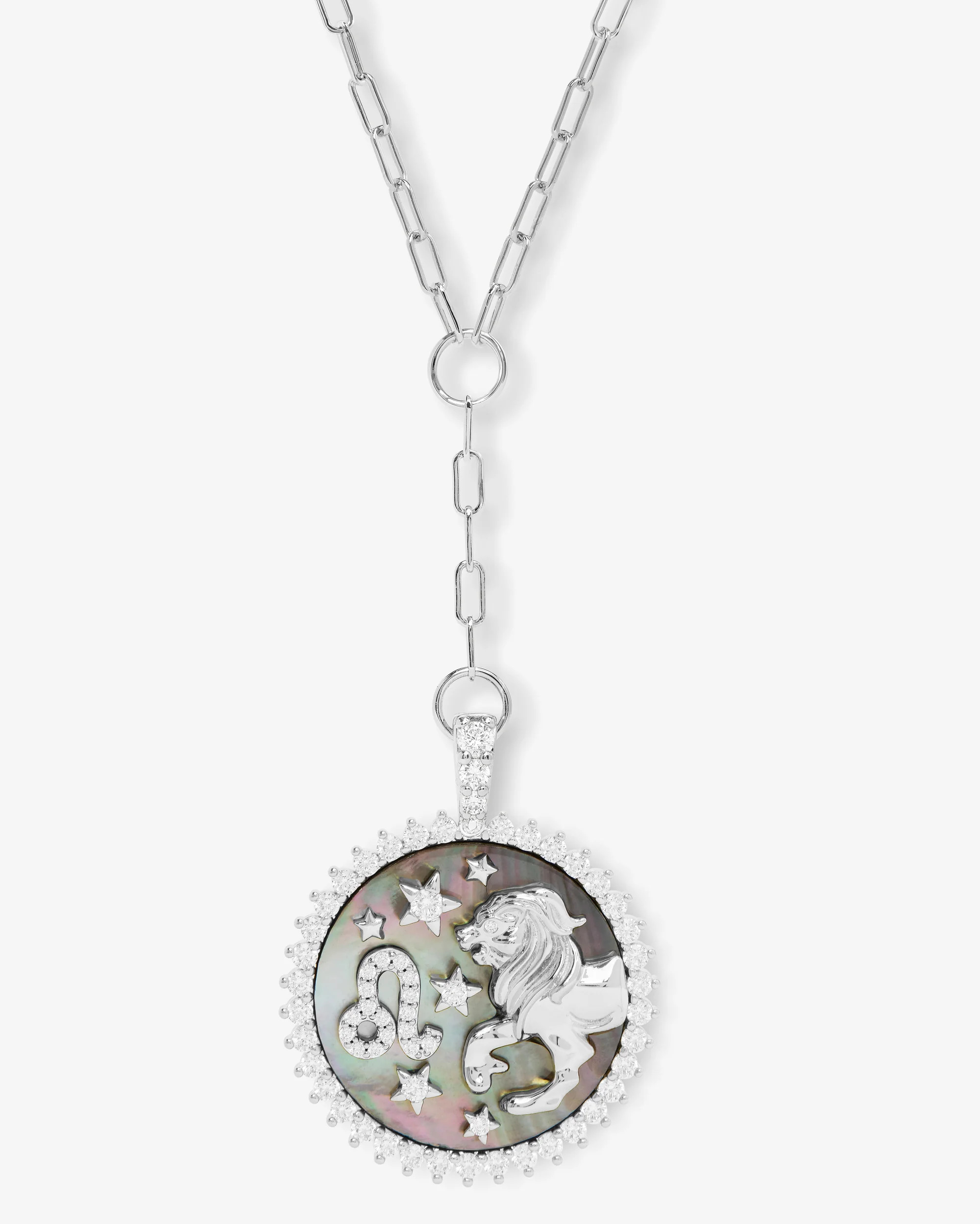Zodiac Medallion Necklace - Silver|White Diamondettes | Melinda Maria Jewelry