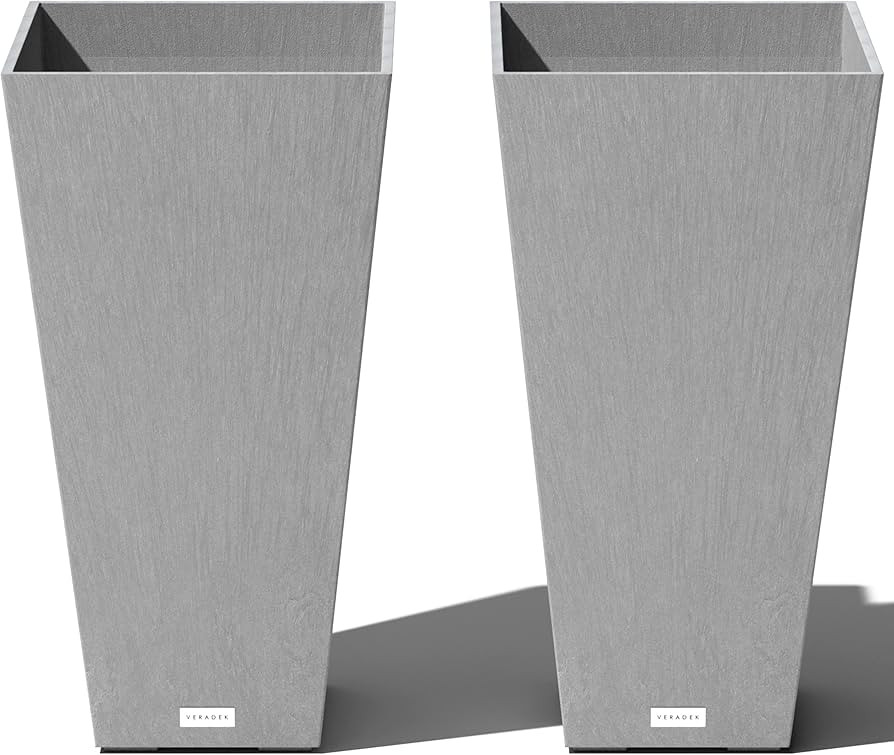 Veradek V-Resin Indoor/Outdoor Taper Planter, 2-Pack (26 inch, Grey) | Amazon (US)