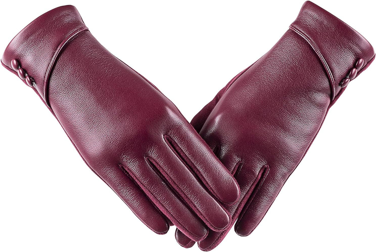 Womens Winter Leather Gloves Touch Screen Wool Lined Windproof Warm Suede Fashion Dress Gloves | Amazon (US)