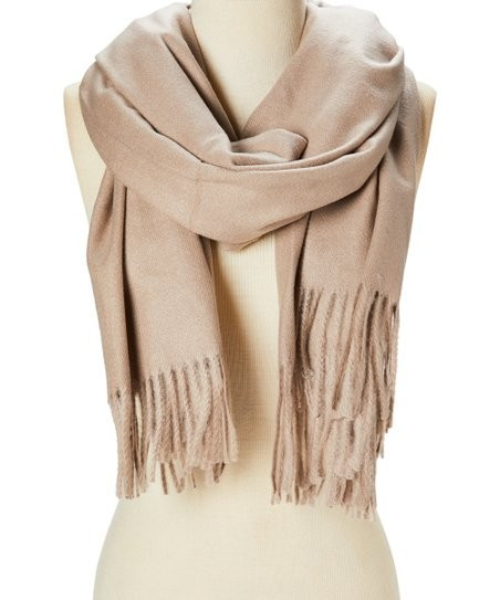 DNMC Tan Fringe-Hem Cashmere-Blend Scarf - Women | Zulily