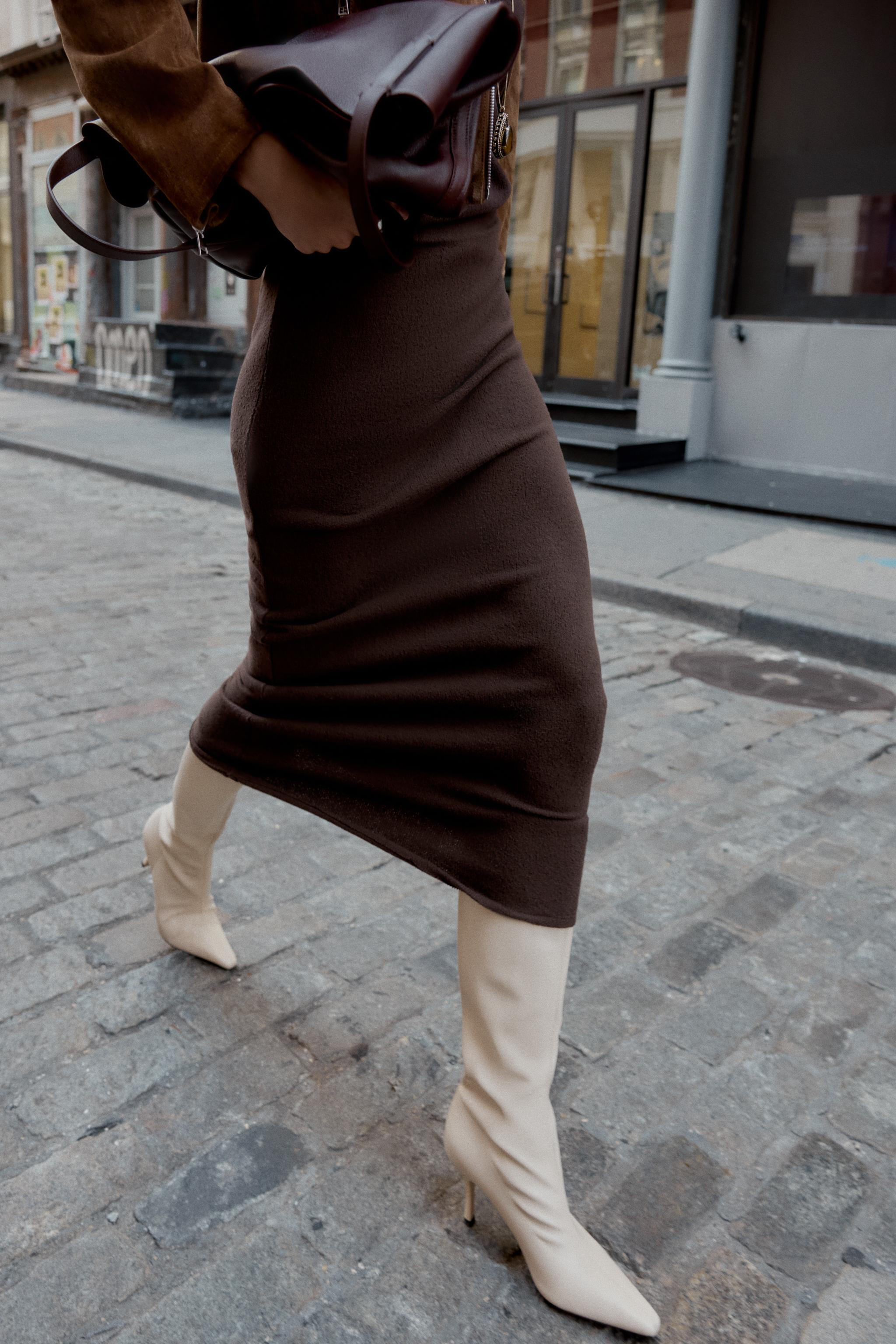 CUT-OUT KNIT MIDI SKIRT | Zara US