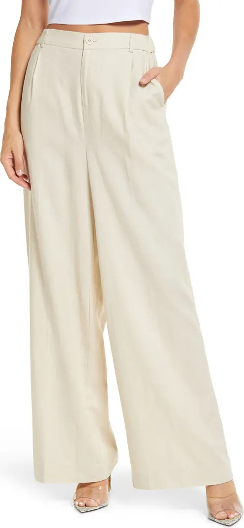 Wide Leg Linen Blend Pants | Nordstrom