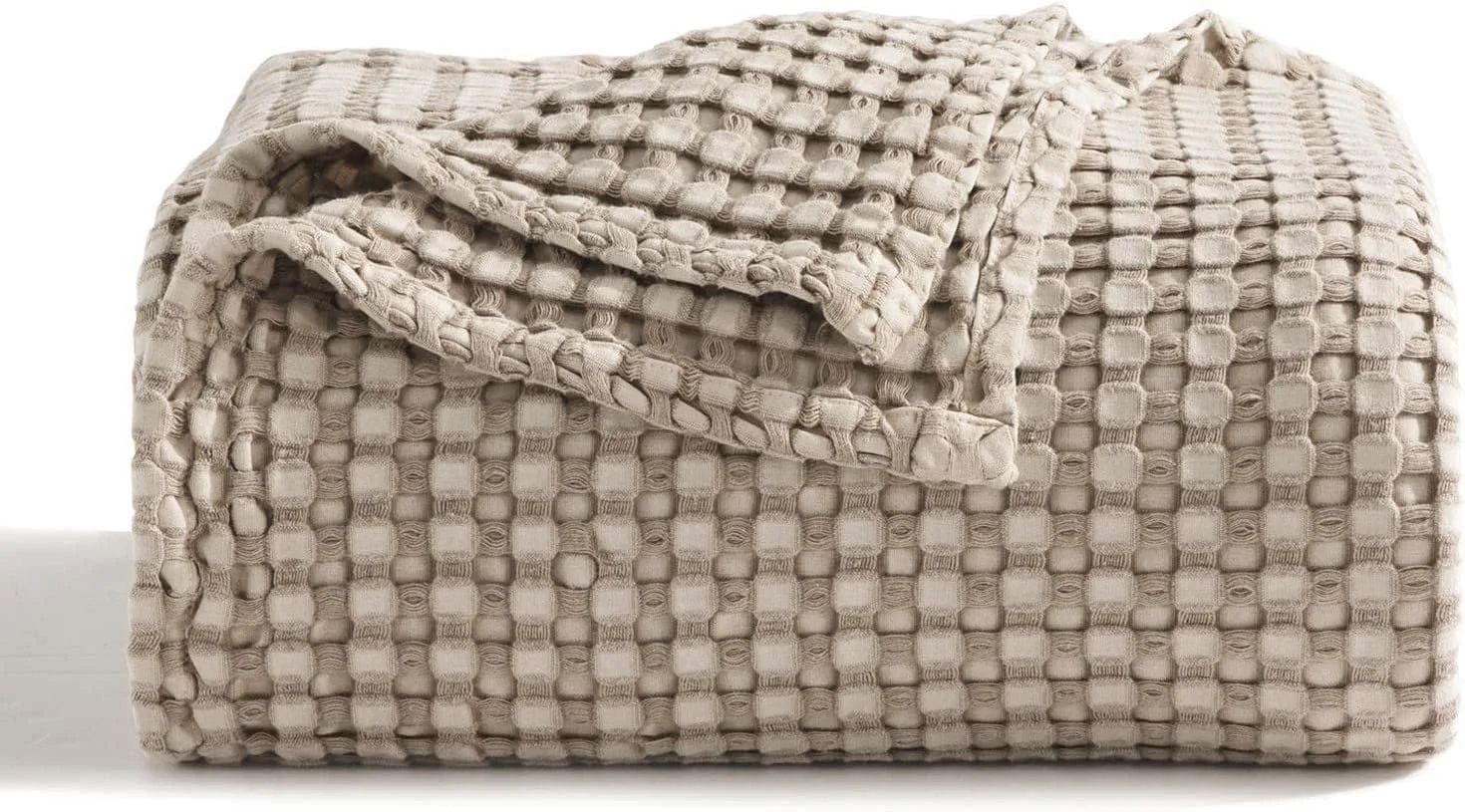 Bedsure Cooling Cotton Waffle Breathable Rayon Derived from Bamboo King Blanket,Warm Taupe,104x90... | Walmart (US)