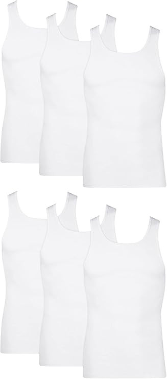 Hanes Men's Lightweight Cotton Moisture-Wicking Tank Undershirts (6 Pack) | Amazon (US)